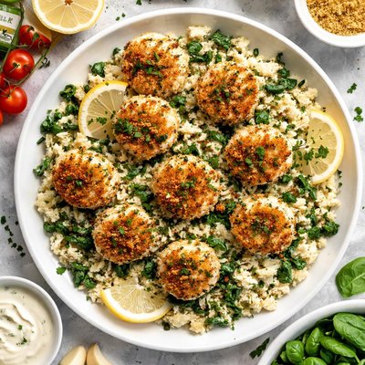 Image of Hidden Valley Ranch Crusted Scallops with Spinach Rsc