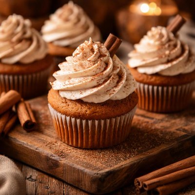 Image of High Altitude Pumpkin Spice Cupcake W Cinnamon Vanilla Buttercr
