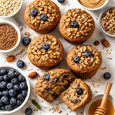 Image of High Fiber High Protein Flax Muffins