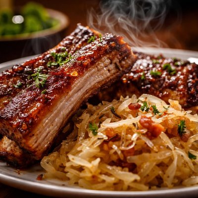 Image of Hochrippe Und Sauerkraut Spareribs and Sauerkraut