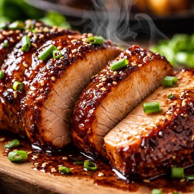 Image of Hoisin and Bourbon Glazed Pork Tenderloin