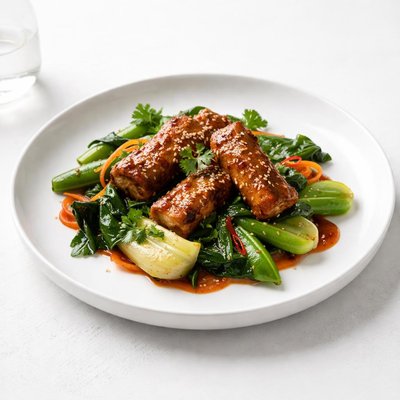 Image of Hoisin Braised Tempeh and Chinese Vegetables