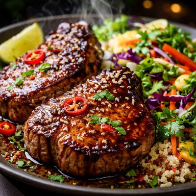 Image of Hoisin Glazed Pork Chops with Thai Power Pack