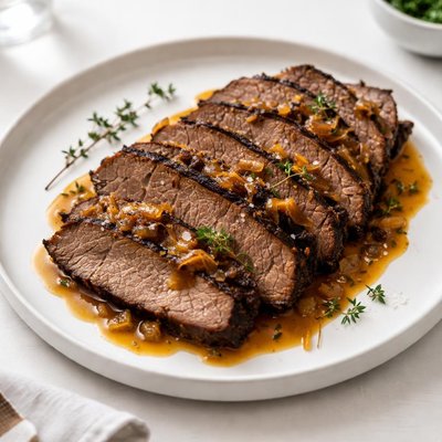 Image of Holiday Brisket with Savory Onion Jus