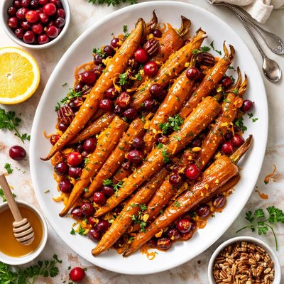 Image of Holiday Glazed Carrots with Orange and Cranberries