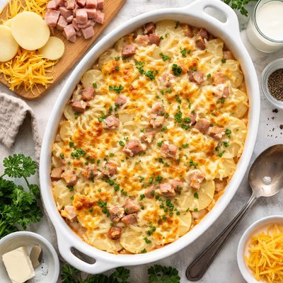 Image of Homeade Scalloped Potatoes and Ham