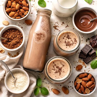 Image of Homemade Almond Chocolate Milk