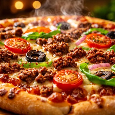 Image of Vegetarian Homemade Beef Pizza