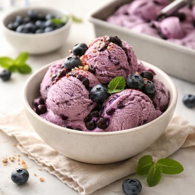 Image of Vegan Homemade Blueberry Ice Cream