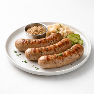 Image of Homemade Bratwurst German Pork Veal Sausages