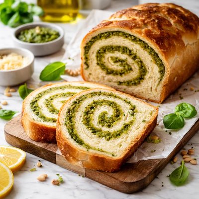Image of Whole30 Homemade Bread with Pesto Swirl