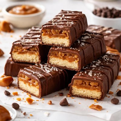 Image of Homemade Cookie Caramel and Chocolate Candy Bars
