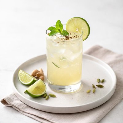 Image of Homemade Ginger Cardamom Soda with Lime