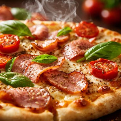 Image of Vegetarian Homemade Ham Pizza