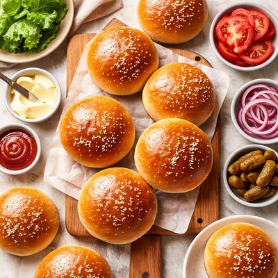 Image of Homemade Hamburger Buns Bread Machine