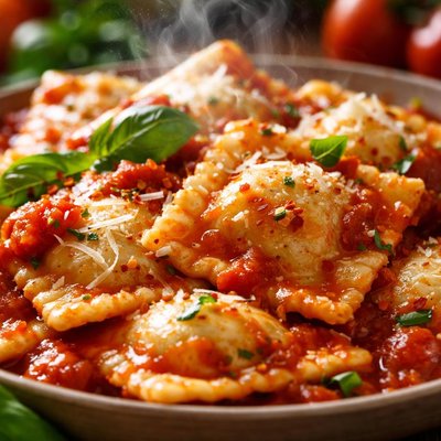 Image of Homemade Ravioli with Tomato Sauce