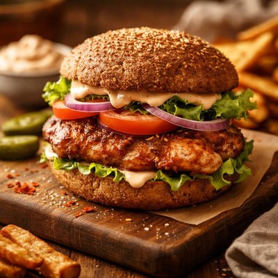 Image of Whole30 Homemade Spicy Chicken Sandwich