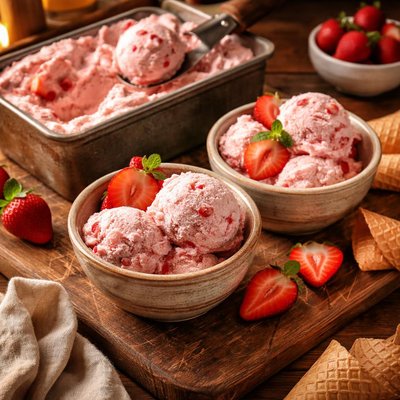 Image of Homemade Strawberry Ice Cream