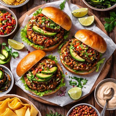 Image of Hominy Pinto Burgers with Roasted Poblano Chiles