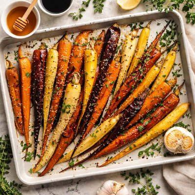 Image of Honey and Balsamic Oven Roasted Carrots and Parsnips