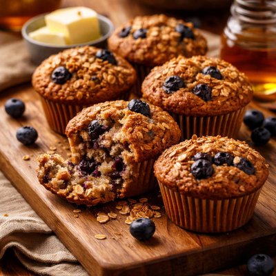 Image of Honey Bran Blueberry Muffins