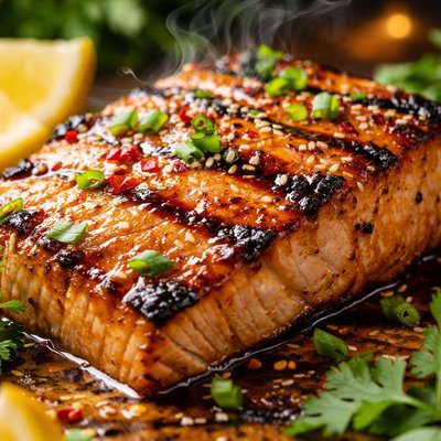 Image of Honey Ginger Grilled Salmon Swordfish or Mahi Mahi