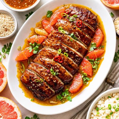 Image of Honey Glazed Duck in Grapefruit and Ginger Sauce