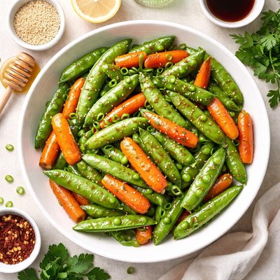 Image of Honey Glazed Pea Pods Carrots