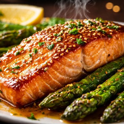 Image of Honey Glazed Salmon with Asparagus
