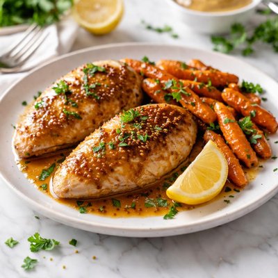 Image of Honey Mustard Chicken with Glazed Baby Carrots