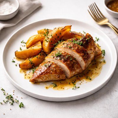 Image of Honey Mustard Roasted Chicken with Squash