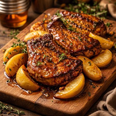 Image of Honey Pork Chops and Apples
