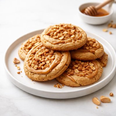 Image of Honey Roasted Peanut Butter Toffee Swirl Cookies