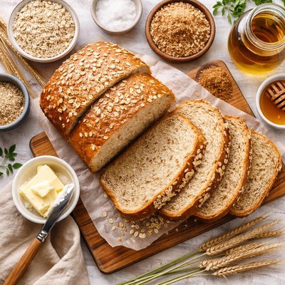 Image of Honey Wheat Oatmeal Bread All Whole Grain Version
