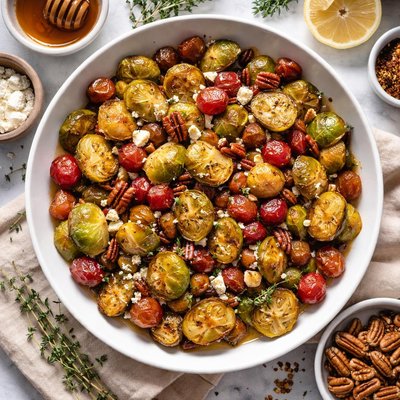 Image of Honeyed Brussels Sprouts with Grapes