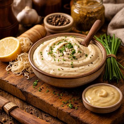 Image of Horseradish Creme Fraiche and Mustard Sauce