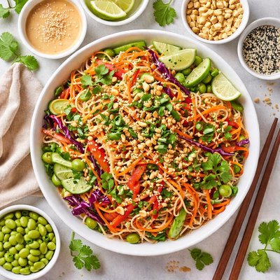 Image of Hot and Cold Thai Sesame Noodle Salad