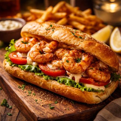 Image of Hot and Crusty Shrimp Sandwich