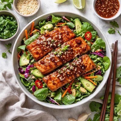 Image of Hot and Sour Salmon Over Greens