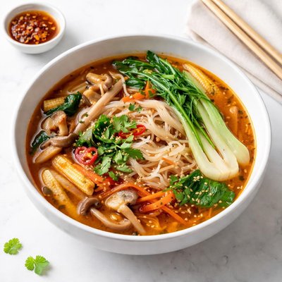 Image of Hot and Sour Vegetable Rice Noodle Soup