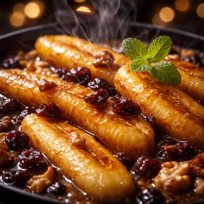 Image of Hot Bananas with Rum and Raisins