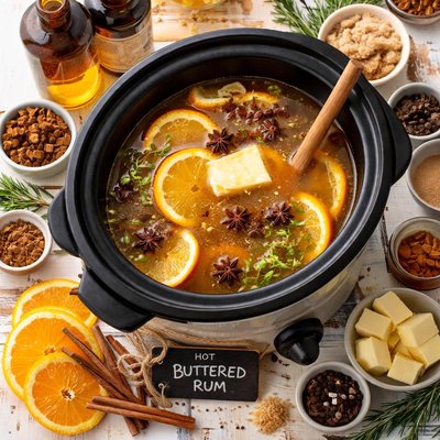 Image of Hot Butter Your Buns with Buttered Rum in a Crock Pot