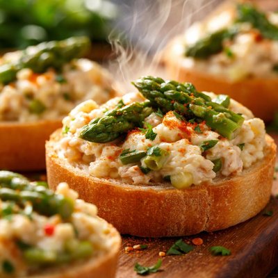 Image of Hot Crab and Asparagus Canapes