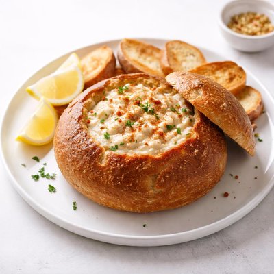 Image of Hot Crab Dip in a Round Loaf