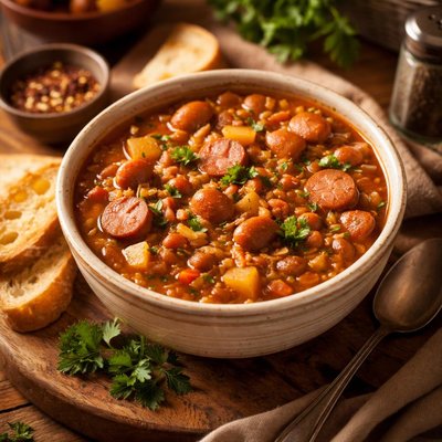 Image of Hot Dog and Baked Bean Soup
