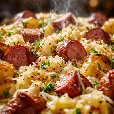 Image of Hot Dog Potato and Sauerkraut Bake