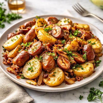 Image of Hot German Potatoes and Knockwurst