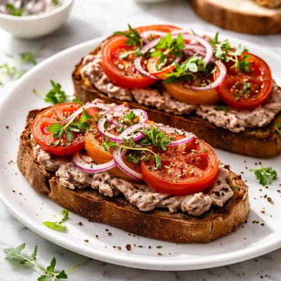 Image of Hot Liverwurst Toast with Tomatoes