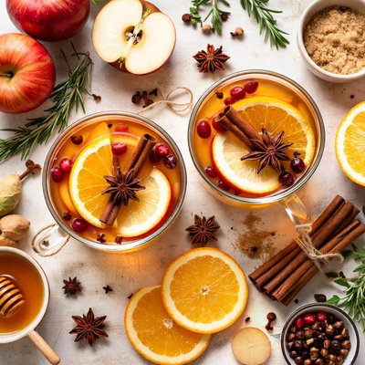 Image of Hot Mulled Apple Cider with Apples Orange Cinnamon