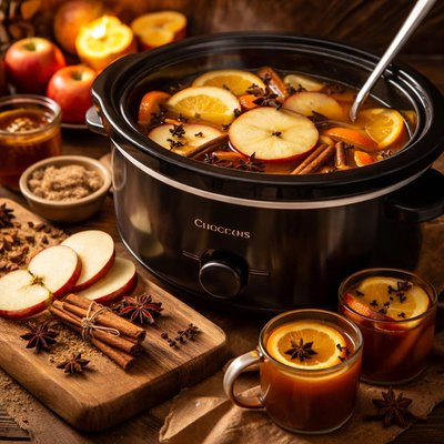 Image of Hot Spiced Apple Cider in a Crock Pot